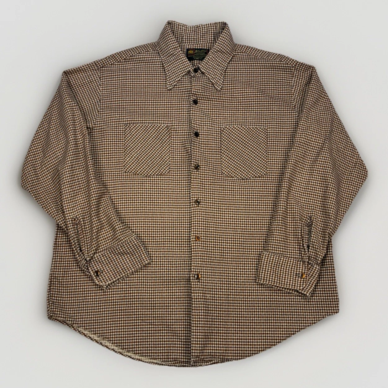 Vintage John Blair Menswear Brown Navy Check Flannel Shirt XXL 18-18.5