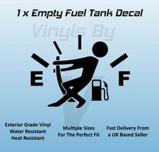 1 x Tank Empty Fuel Gage Empty Funny Car Sticker JDM Dub V8 Window - Black