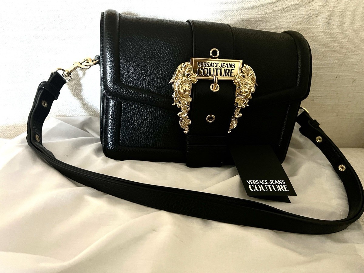 美品　VERSACE JEANS COUTURE ショルダーバッグ Versace Jeans Couture Black Shoulder Bag Gold Hardware Adjustable