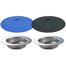4PCS Kitchen Sink Strainer Stopper Kit, Universal Silicone Sink Drain Plug Co...