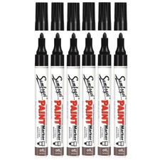 SAMFOGEI 6 Pack Black Permanent Paint Pens,Single 1 Count Pack of 6 , black