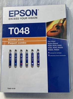 Epson Stylus T048 6 Ink Cartridges OEM T0481-9-SV For R200-RX620, 02-2012