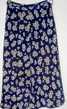 Vtg Ralph Lauren Blue Label 100 Silk Floral A-Line Skirt Side Zip Women's 4