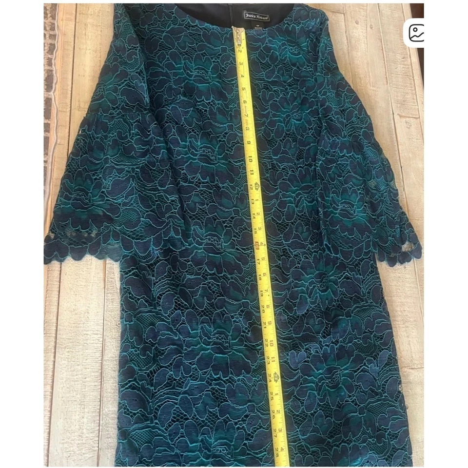 Vestido para mujer Jessica Howard 10P verde azulado encaje manga campana evento formal Foto 4 de 4