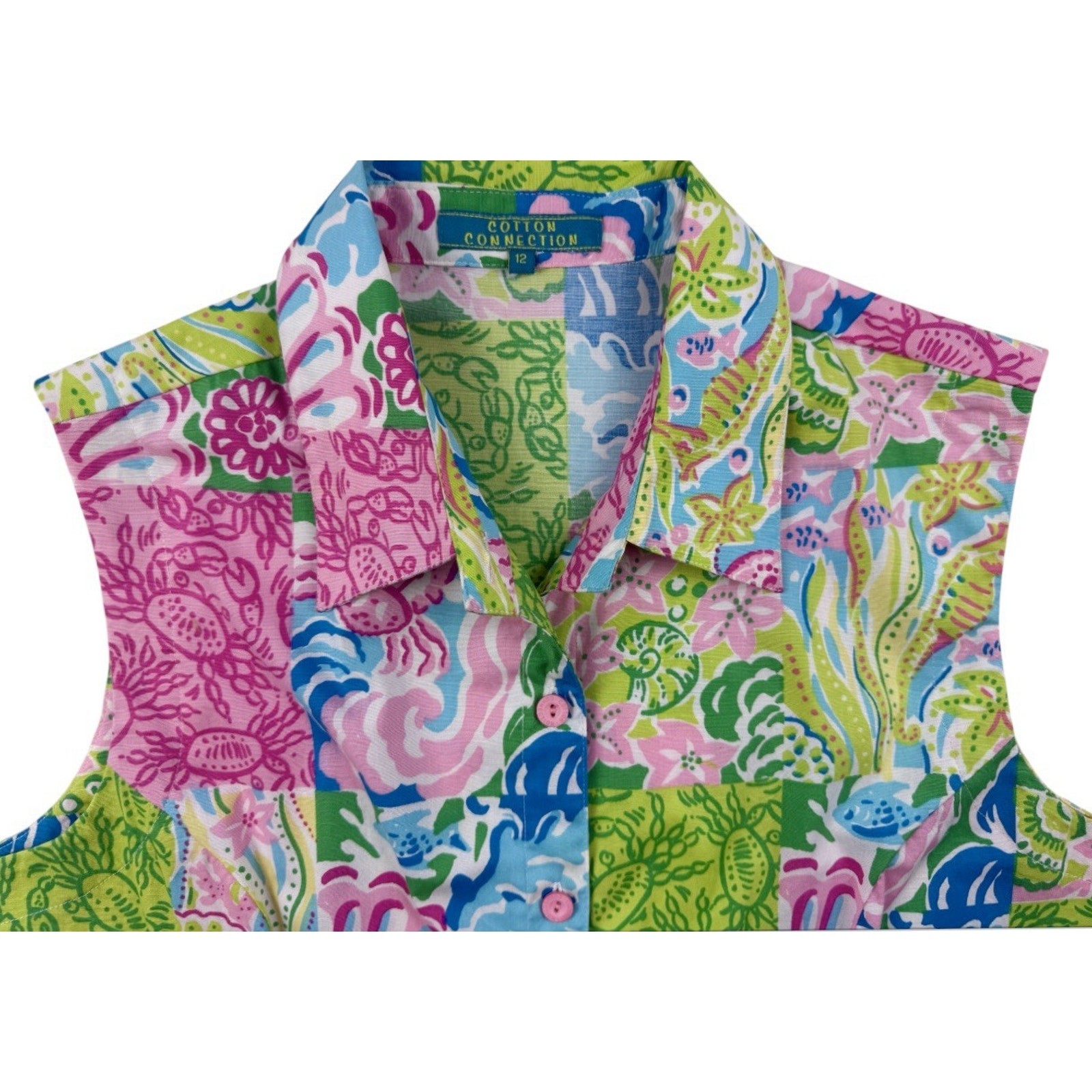 Cotton Connection Tropical Patchwork Sleeveless B… - image 3