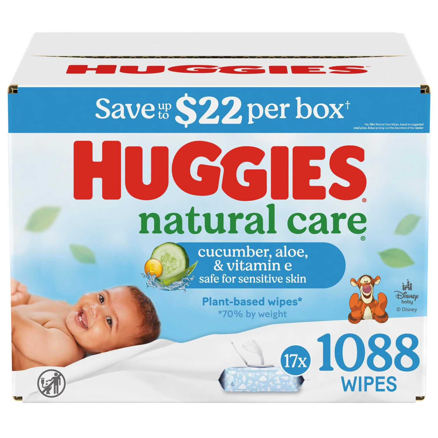 Huggies Natural Care Baby Wipes, Cucumber and Green Tea, 17 