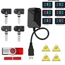 Android USB TPMS Car Tire Pressure Monitoring System Wireless 4pcs Sensors