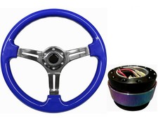 Blue Chrome TS Steering Wheel + NEO CHROME Quick Release boss BN for SUZUKI