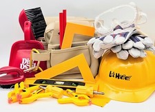 Kids Tool Set Building Tools  Accessories 34" Tool Belt Tan Faux Leather 22pc