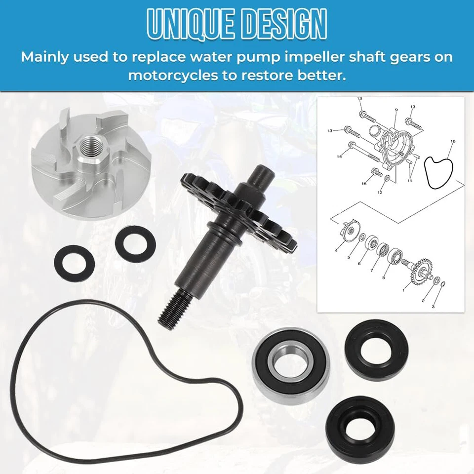 Kit de reconstrucción de engranajes de eje impulsor de bomba de agua para Yamaha WR250F YZ250F 2001-2013 EE. UU. Foto 4 de 4