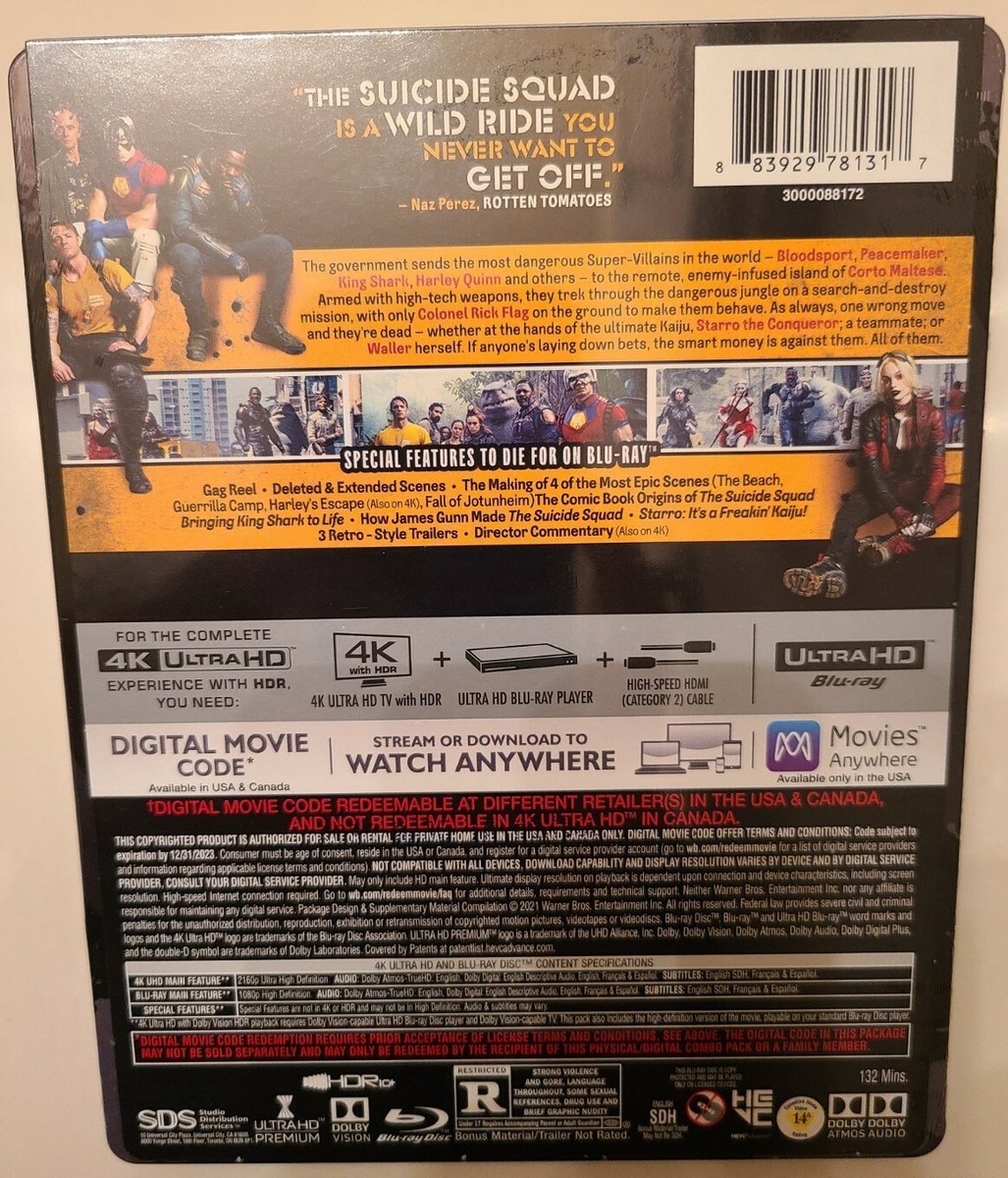 DC Comics The Suicide Squad 4K STEELBOOK (4K/Blu-ray, 2021) Best