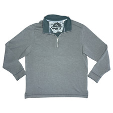 Tommy Bahama Tobago Bay Men's Medium 1/4 Zip Sweatshirt Gray Contrast Stitching