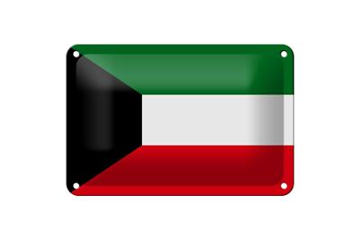 Blechschild Flagge Kuwaits 18x12 cm Flag of Kuwait Deko Schild