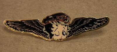 Betty Boop Lapel Pin Aviation Wings Flight 3 , Good Condition