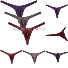 3-PCS Men's Shine T-back Soft Underpants Bulge Pouch Bikini Thong Underwear