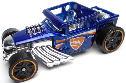 2018 HOT WHEELS BONE SHAKER BLUE 1:64 DIECAST 2 3/8" HOT ROD CAR W/ ORANGE WHITE