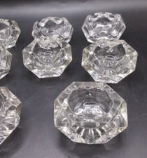 Set of 8 Vintage Glass Open Salt Cellars Dips Set of 8 Faceted Hexagon Diamond