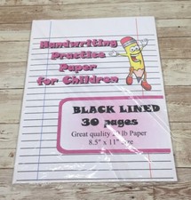 Black Lined- Handwriting Practice Paper For Children - 30 Sheets