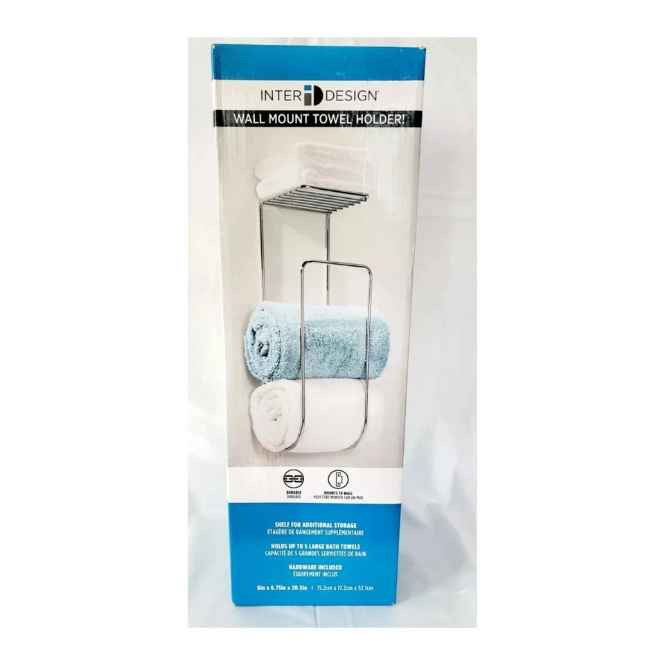 InterDesign Classico Wall Mount Towel HolderChrome With Hardware NIB  - Image 3 of 4