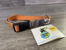 Wagging Green Eco Hip Bamboo Dog Collar Medium Orange Grey 3/4" Made in USA NWT
