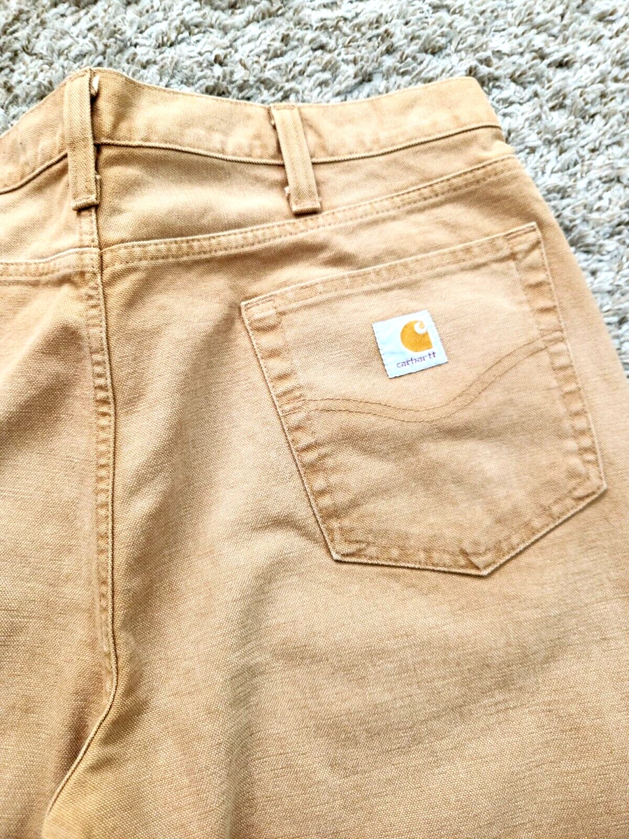 Carhartt Pants Mens 38x36 Tan Weathered Duck 5-Pocket Relaxed Fit Casual  Jeans