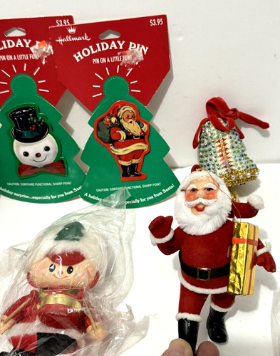 Vintage 1970's Christmas Ornaments Lot Felt Holiday Santa Handmade 21 Pieces - Picture 4 of 8