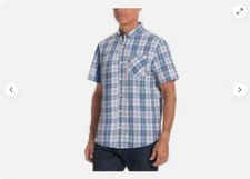 Hurley Men's Short Sleeve Cotton Woven Shirt BLUE PLAID L NWT