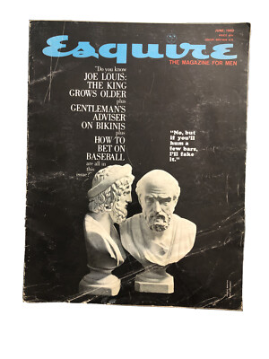 Joe Louis ESQUIRE Magazine June 1962 How To Bet On Baseball + Bikinis Bikinis