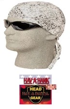 Hav A Hank Danna WHITE Paisley DO RAG TIED FITTED BANDANA Head Wrap Skull Cap