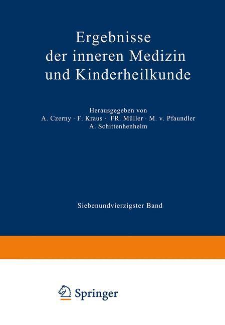 Ergebnisse Der Inneren Medizin Und Kinderheilkunde | Buch |