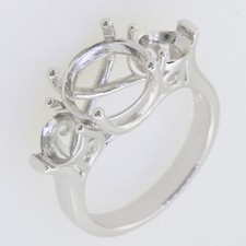 Sterling Silver Semi Mount Ring Setting Round RD 10x10mm 6x6mm 3 Stone