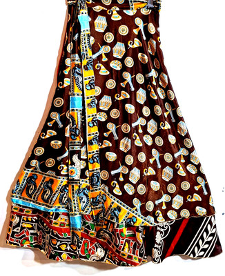 Incredible-art Vintage Silk Sari Magic Wrap Skirt Reversible Double Layer skirt