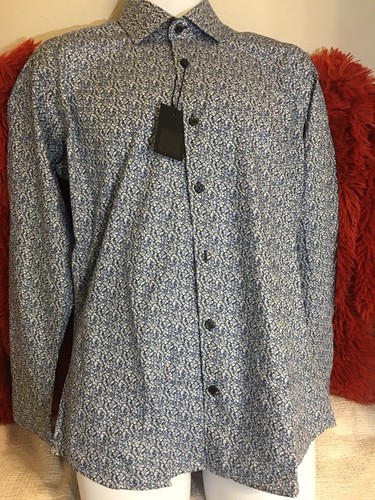 Jared Lang, Designer Brand LS Flip Cuff Floral Pattern, Size Medium - Picture 2 of 12