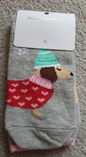 BNWT Accessorize dog socks. One Size. Cute Sausage dog and snowflakes.