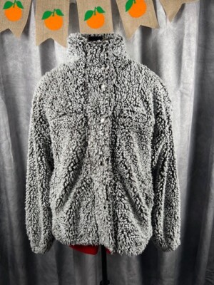 Women s Thread & Supply Sherpa Charcoal Button Up Jacket Size Medium Pockets