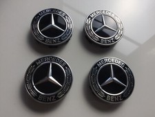 A Set Of 4 Brand New Black Laurel Wreath Mercedes Wheel Hub Center Caps Emblem