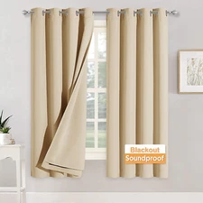 Soundproof Curtains for Bedroom - Light Block Noise Reducing Curains 3 Layers in