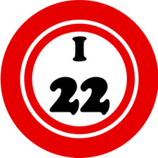 I 22 I22 Bingo Ball - 3 Inch Circle Sticker 3" x 3" - Hobby Number Board Lucky