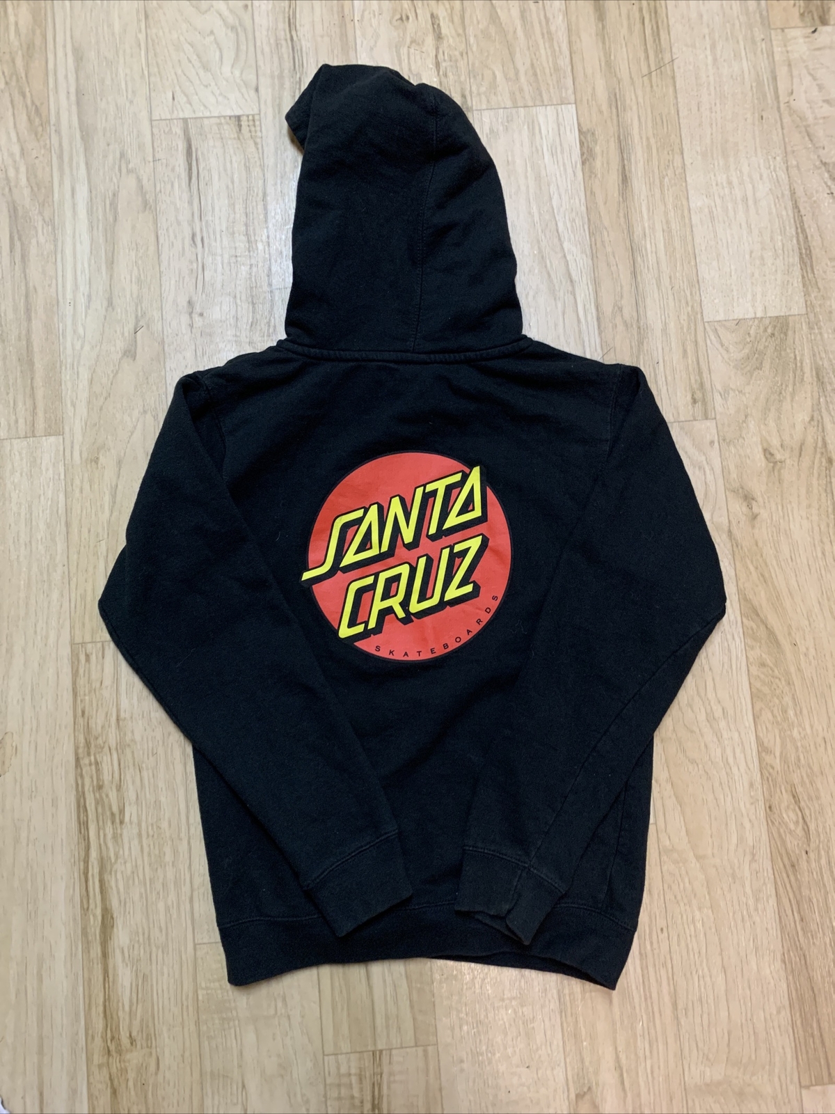 Santa Cruz Skateboards Classic Dot Hooded Pullover Sweatshirt Black Youth M