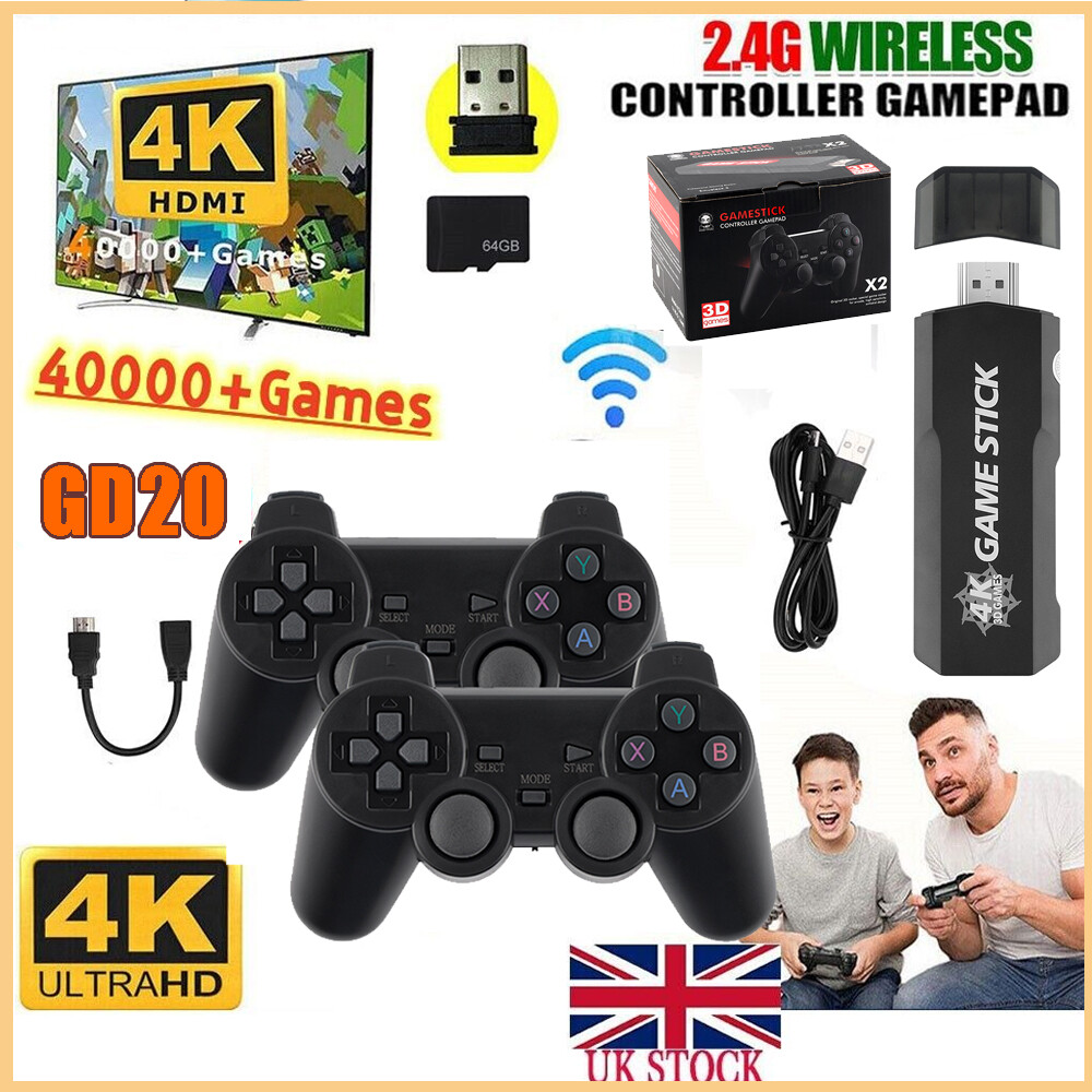 Video Games 4K HDMI Retro Game Stick With 20,000+ Games & 2 Wireless