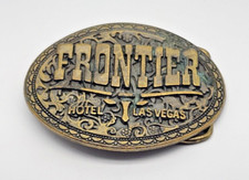Vintage 1970's - Closed Frontier Casino Hotel Las Vegas Belt Buckle Solid Brass