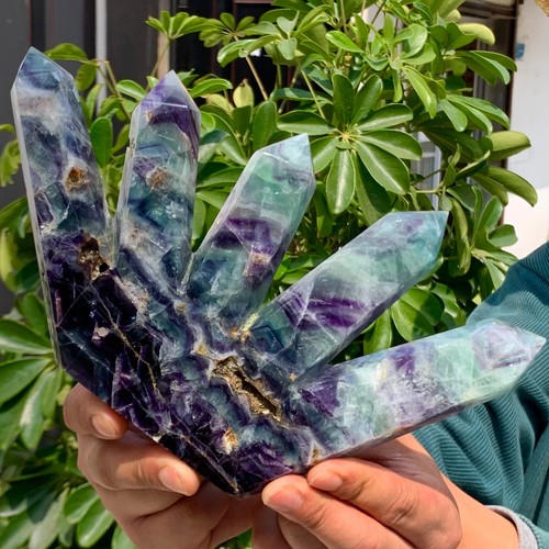 2.68LB Natural Colored fluorite Multi pointed obelisk crystal aura healing - 第 13/13 張圖片