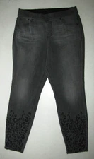 Womens Jag High Rise Skinny Pull-On Stretch Jeans. Size 16/33 Gray. Embellished.