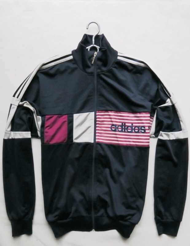 Adidas Vintage Mens Track Top Navy Blue Colorful Retro Jacket 90s