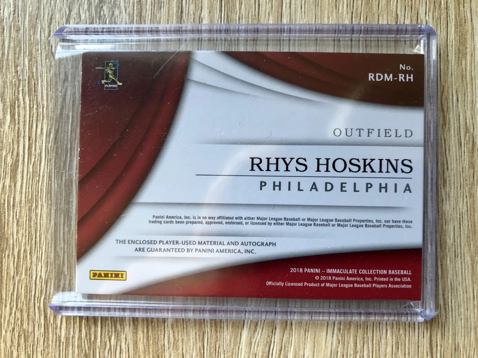2018 Panini Immaculate Patch /49 Rhys Hoskins Rookie Auto Phillies Brewers - Image 2 of 2