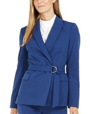 NWTs CALVIN KLEIN Blue Career Business Belted Jacket Blazer SIZE 0 129