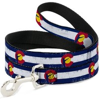 "Dog Leash 6-FEET Colorado Flag/Fisher Weathered Narrow 0.5\" (Us Import)"