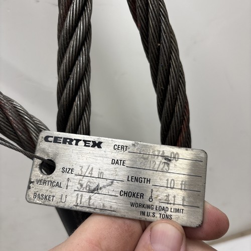 Certex LIFT-ALL Wire Rope Sling,10 ft L,11200 lb Load Cap.. 3/4” Rope ...
