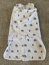 Halo Baby Sleep Sack Swaddle Newborn 0-3 Months Cotton Penguins WHITE  GRAY