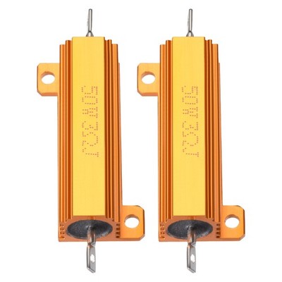 2 Pcs Aluminum Case Resistor, Great for Daily Use (Gold, 50W 3 Ohm)